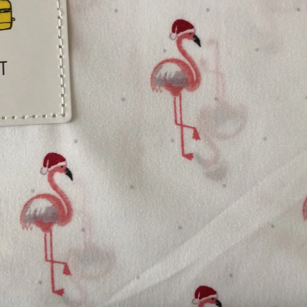 Cynthia Rowley FLAMINGO Santa Sheet Set - QUEEN